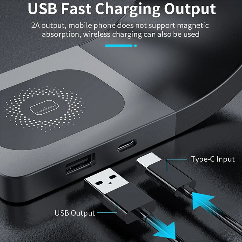 4-in-1 Magnetic Wireless Charging Station – 15W Fast Charge for iPhone, AirPods & Apple Watch