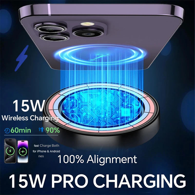 15W Magnetic Wireless Car Charger – Secure MagSafe Phone Mount for Dashboard & Windshield