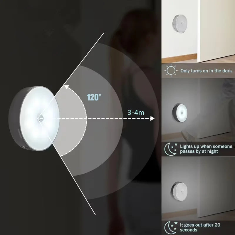 Motion Sensor Night Light – Wireless Rechargeable LED Lamp | Bedroom, Staircase & Closet