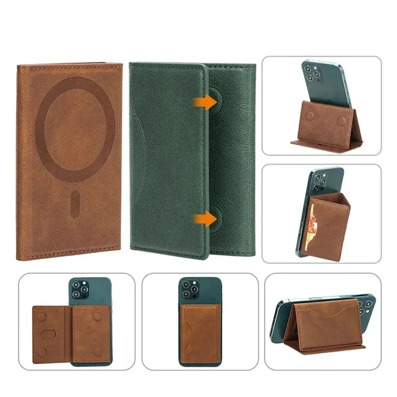 Powerful Magnetic Leather Wallet Magsafe for IPhone 16 15 Pro Max for IPhone 15 14 Pro Card Holder Phone Pouch Protective Case