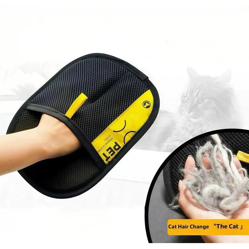 Pet Hair Remover Gloves – Reusable Electrostatic Grooming Glove for Cats & Dogs with Lint Roller