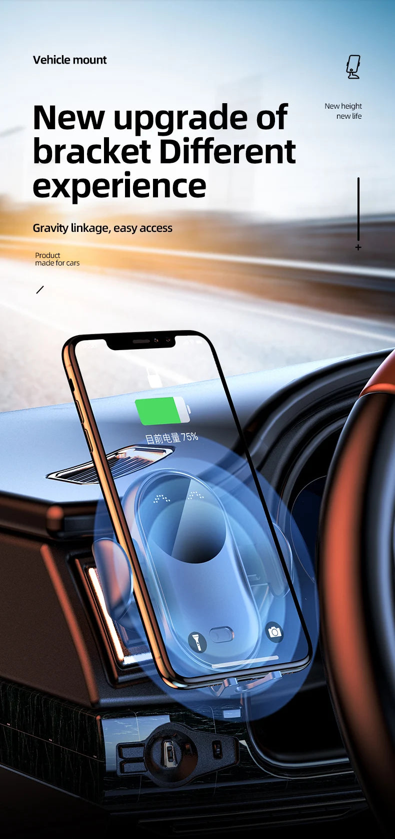 Smart Auto-Clamping Wireless Car Charger Mount
