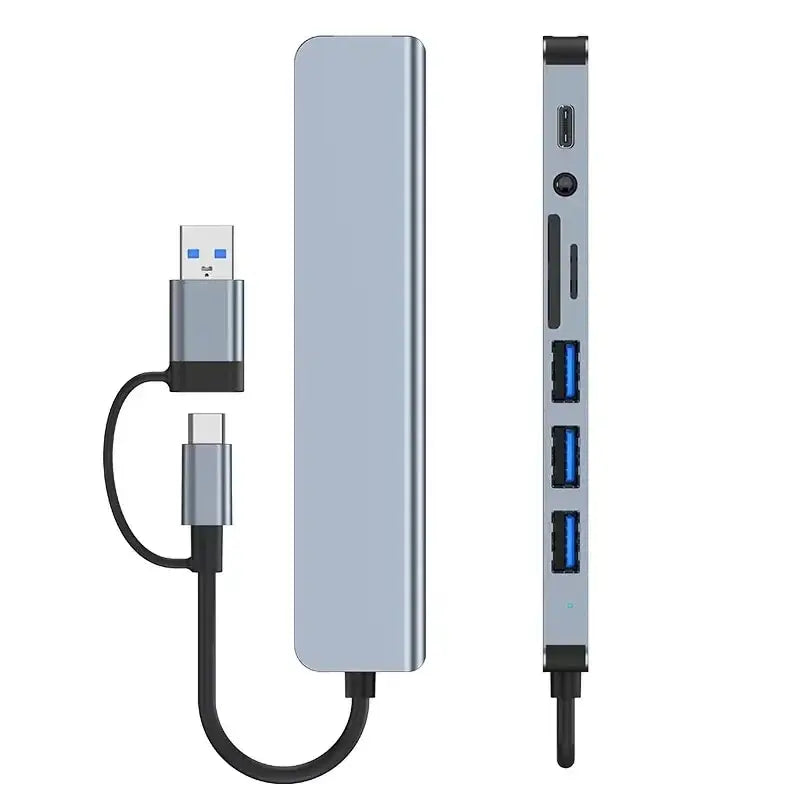 8-in-2 USB Hub – USB C, USB 3.0/2.0, SD/TF Card Reader & Docking Station