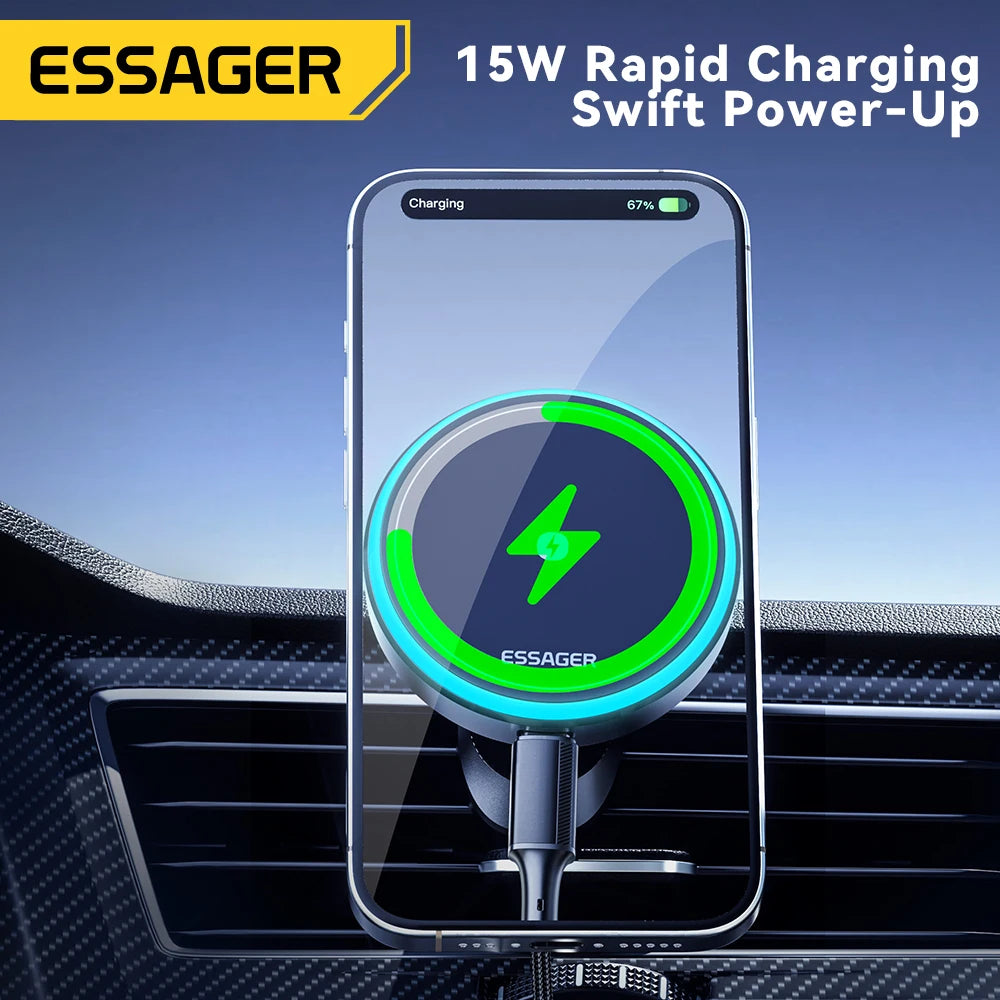 15W Magnetic Wireless Car Charger – Secure MagSafe Phone Mount