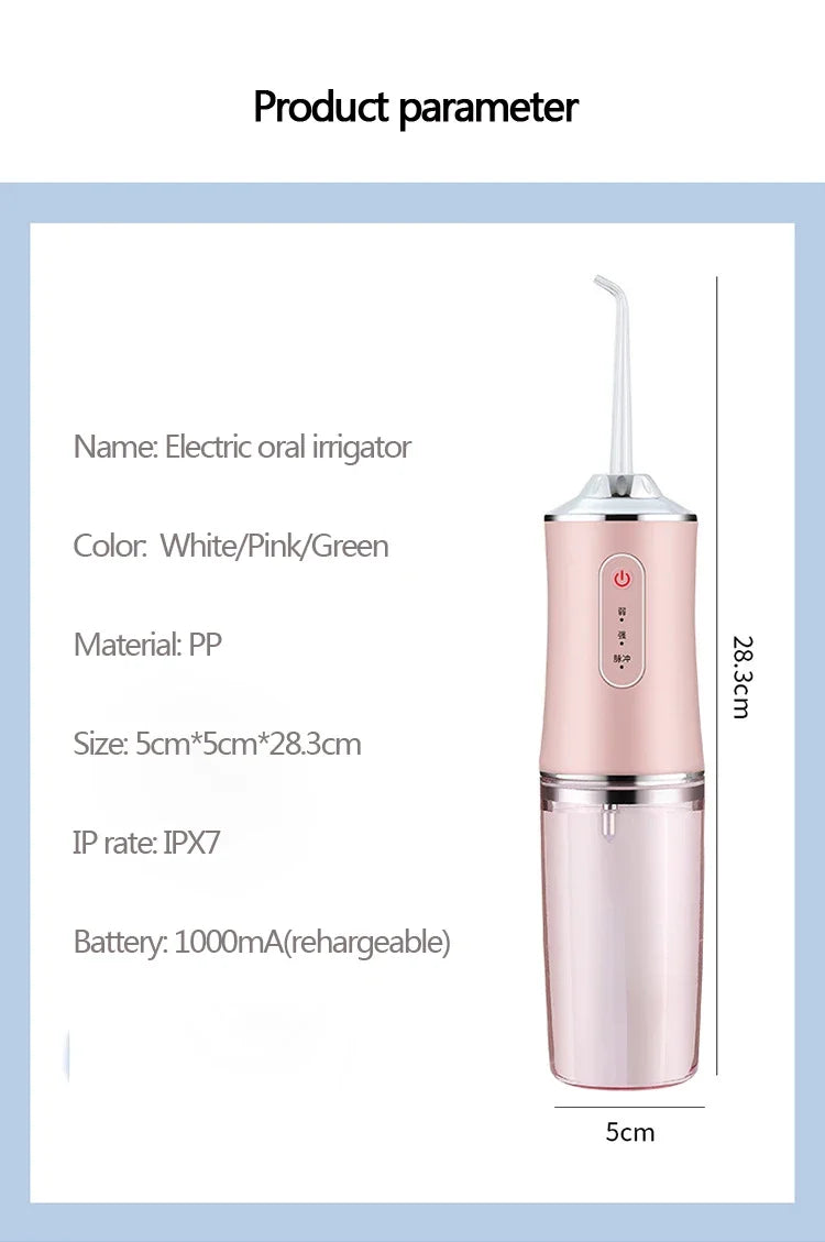 Oral Irrigator Dental Water Flosser – Rechargeable Portable Water Jet Teeth Cleaner