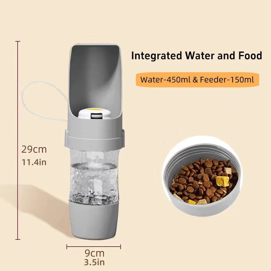 Portable Pet Travel Water Bottle & Food Dispenser