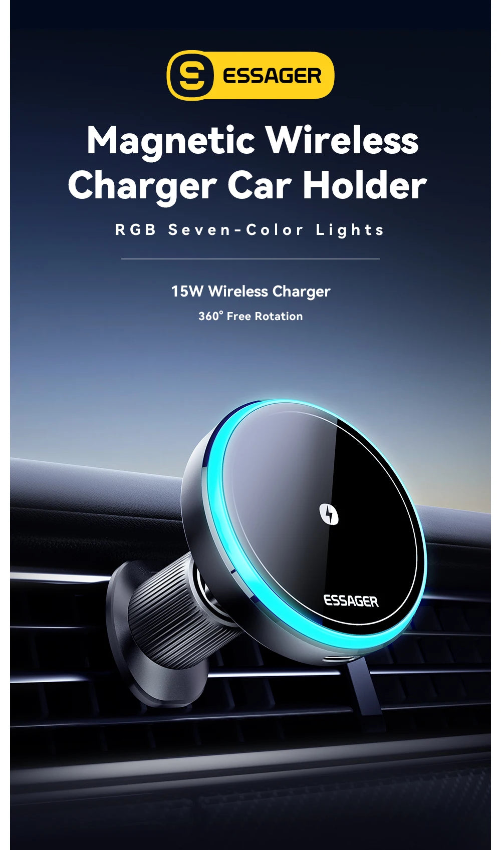 15W Magnetic Wireless Car Charger – Secure MagSafe Phone Mount