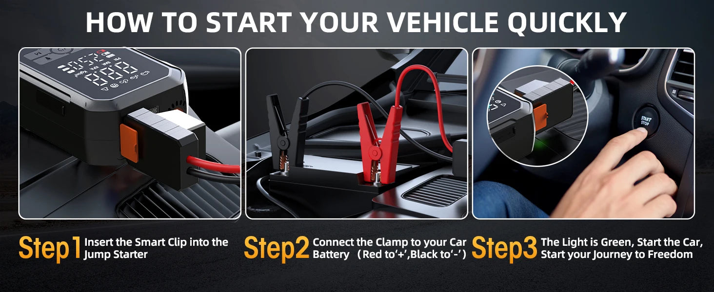 PAIVIROKU 4-in-1 Car Jump Starter – 5000A Peak, Air Compressor, Power Bank & Tire Inflator