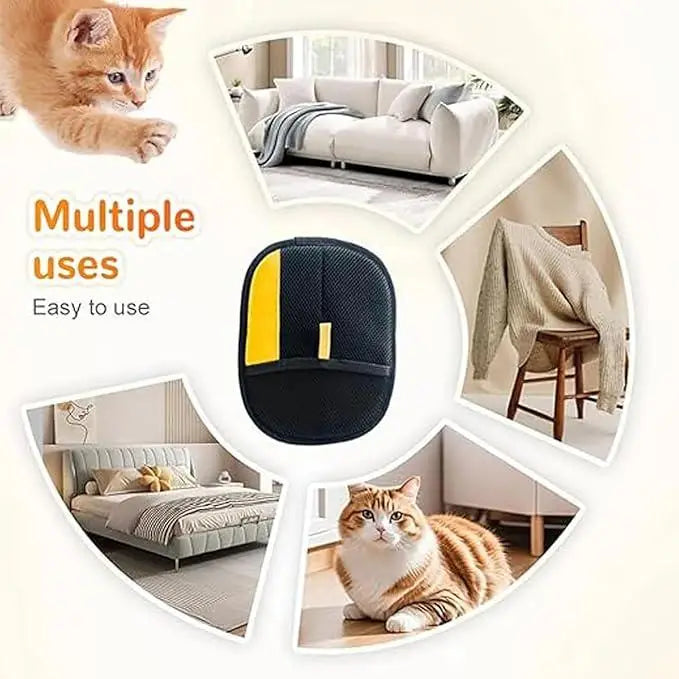 Pet Hair Remover Gloves – Reusable Electrostatic Grooming Glove for Cats & Dogs with Lint Roller