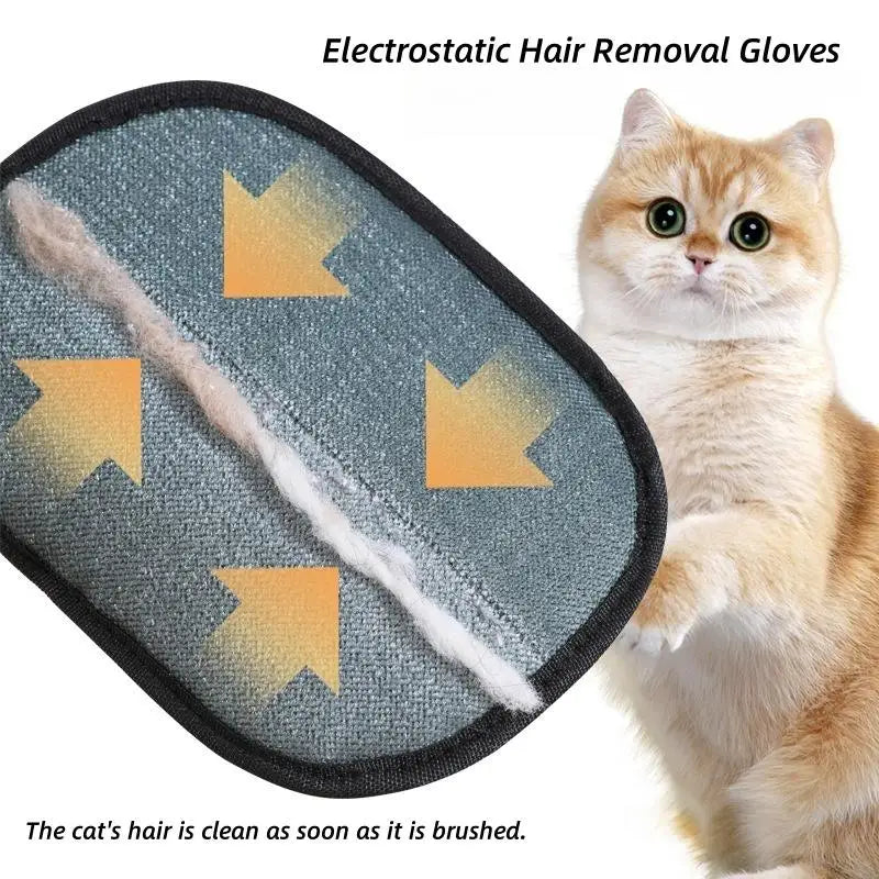 Pet Hair Remover Gloves – Reusable Electrostatic Grooming Glove for Cats & Dogs with Lint Roller