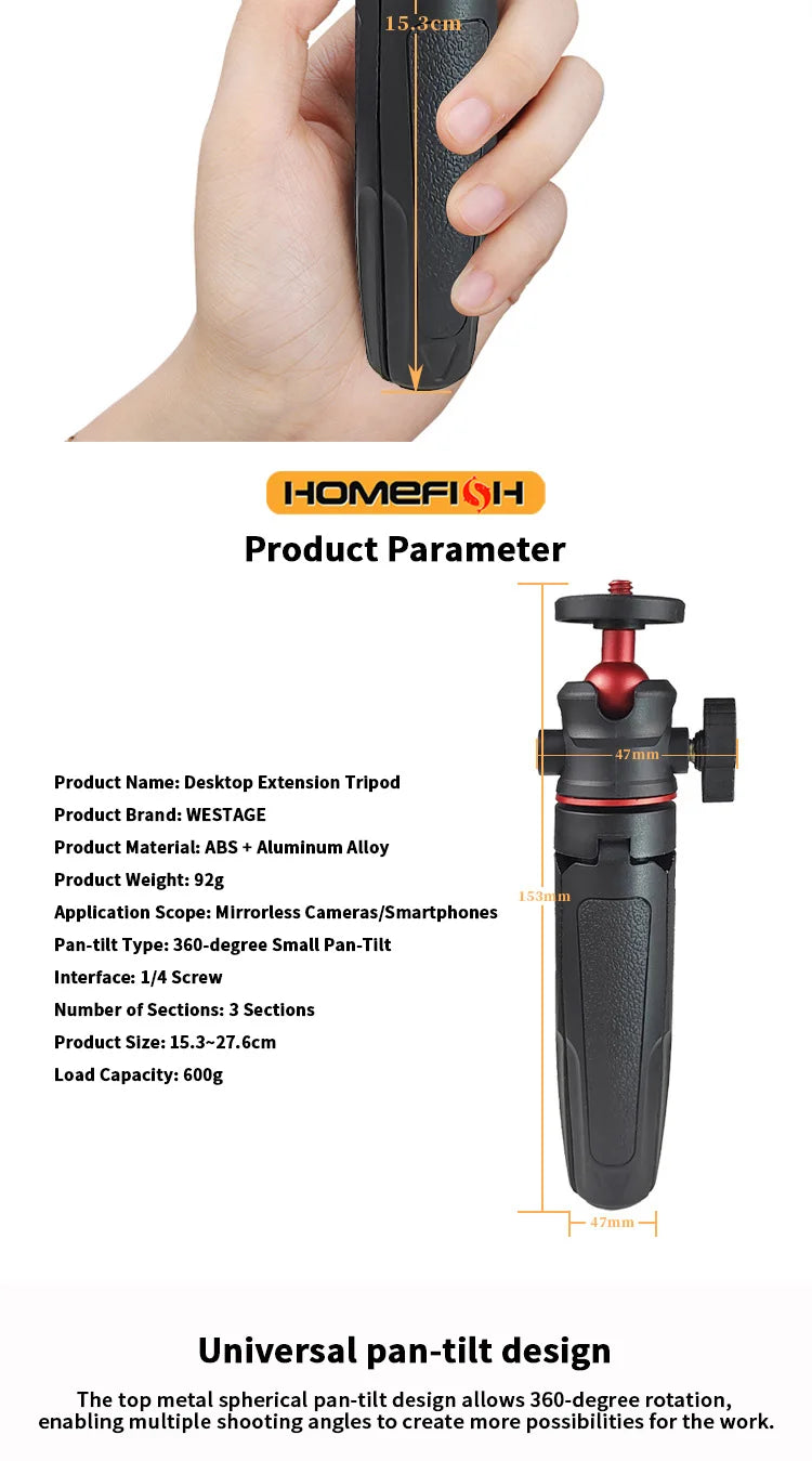 Portable Extendable Tripod & Selfie Stick for Smartphones and Cameras