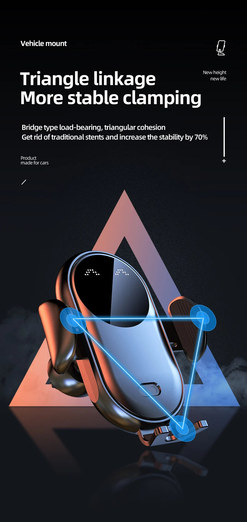Smart Auto-Clamping Wireless Car Charger Mount