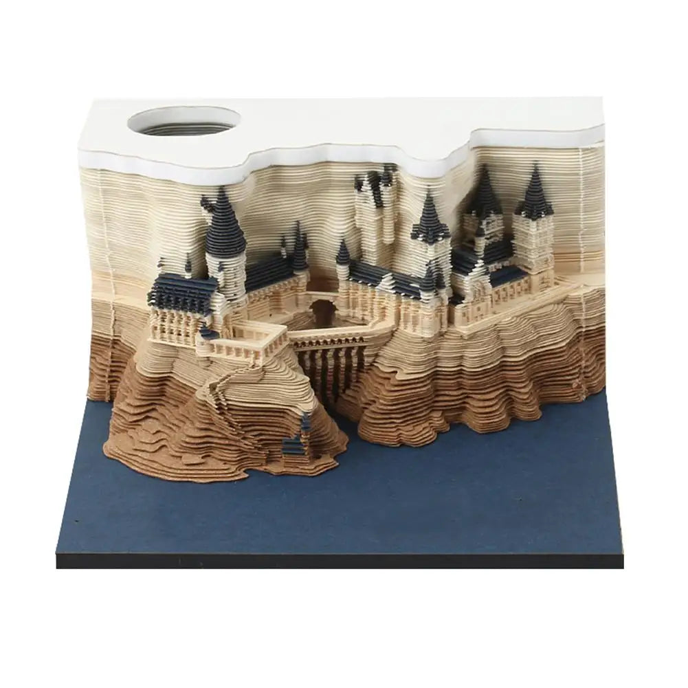 2026 Creative Hogwarts Magic Castle Calendar Sticker With Light 3D Hand-torn Castle Calendar Tear-Away Notepad DIY Craft Gifts
