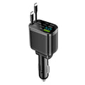 Car Charger with Retractable Cable – 5-in-1 Fast Charging (3.1A, PD, USB)