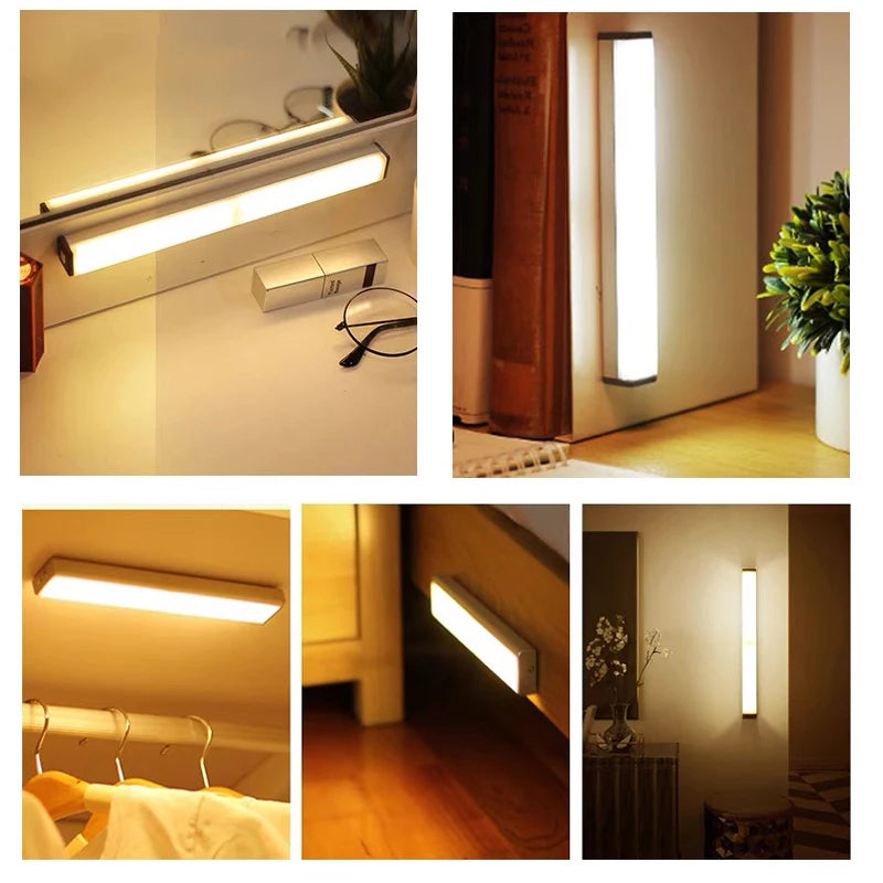 Motion Sensor LED Strip Night Light – Type-C Rechargeable | Cabinet, Wardrobe & Staircase