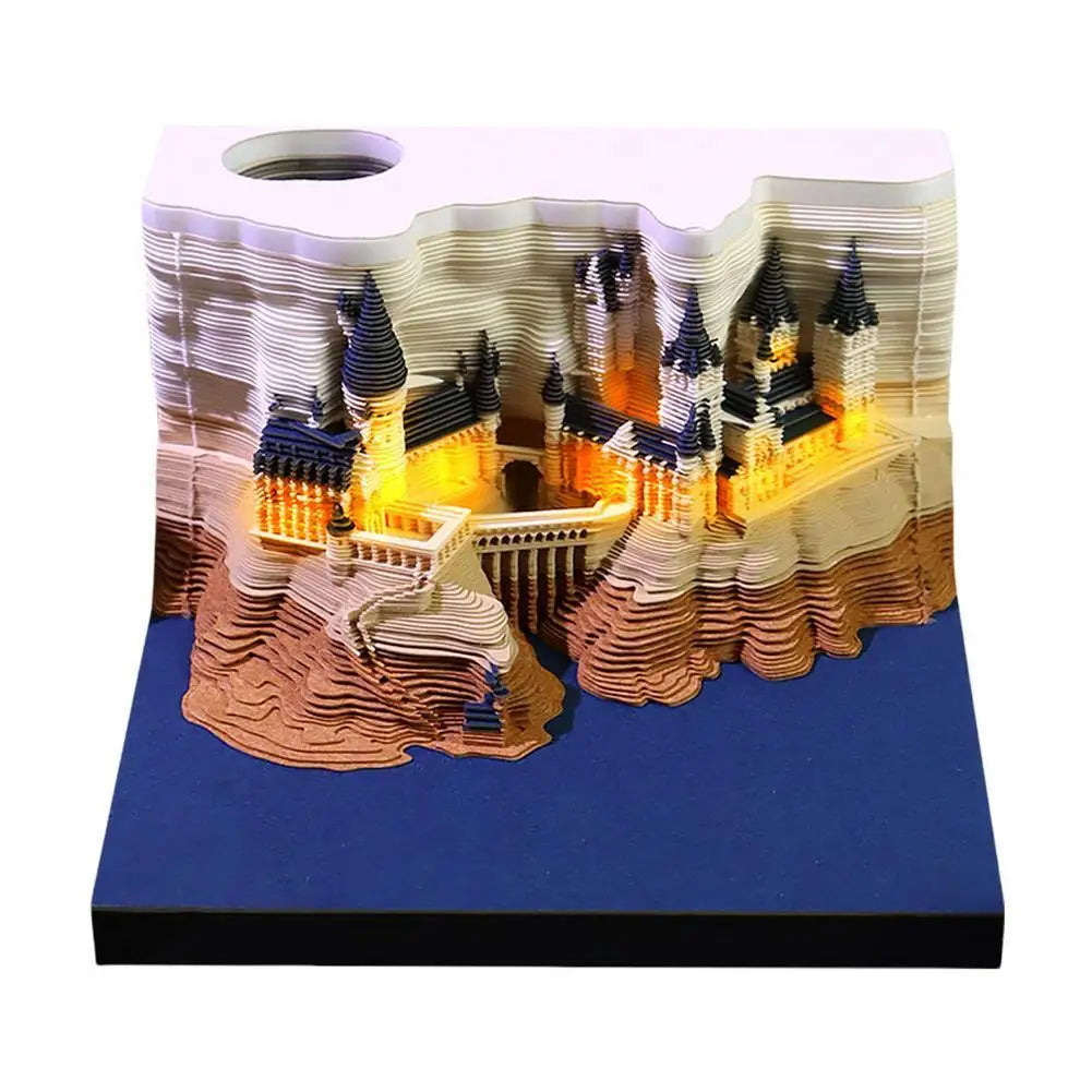 2026 Creative Hogwarts Magic Castle Calendar Sticker With Light 3D Hand-torn Castle Calendar Tear-Away Notepad DIY Craft Gifts