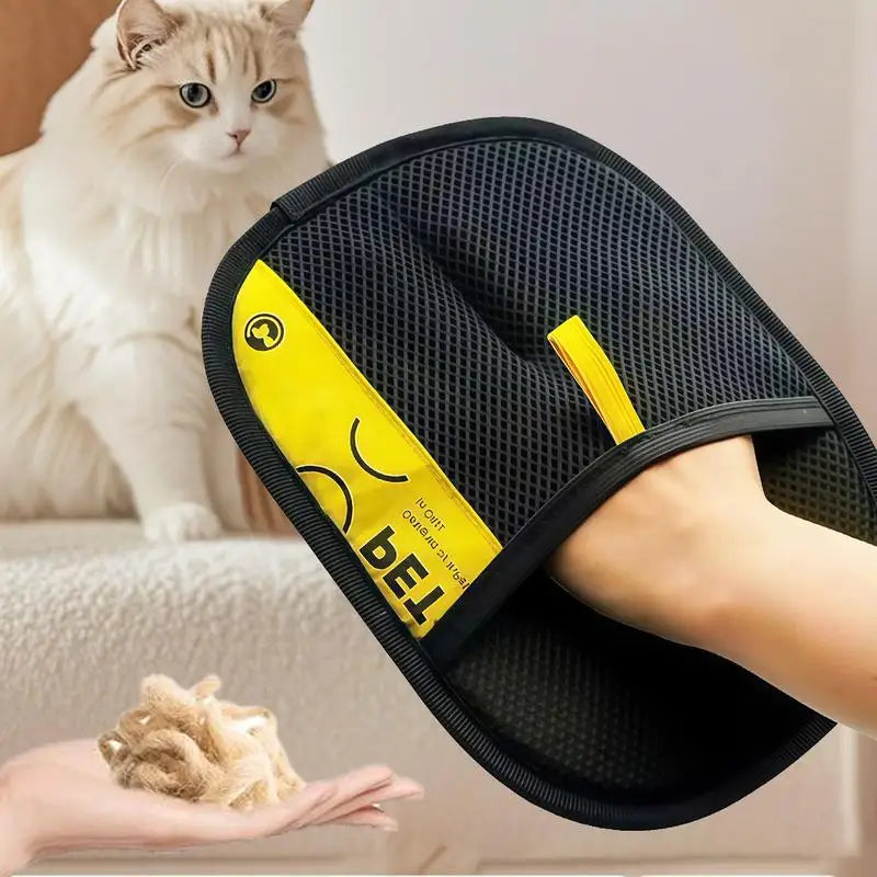 Pet Hair Remover Gloves – Reusable Electrostatic Grooming Glove for Cats & Dogs with Lint Roller