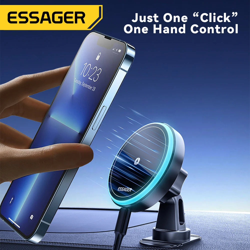 15W Magnetic Wireless Car Charger – Secure MagSafe Phone Mount