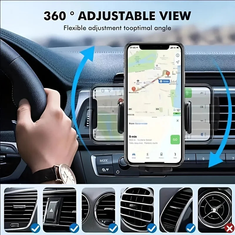 360° Gravity Car Phone Holder – Secure One-Hand Mount for Any Smartphone