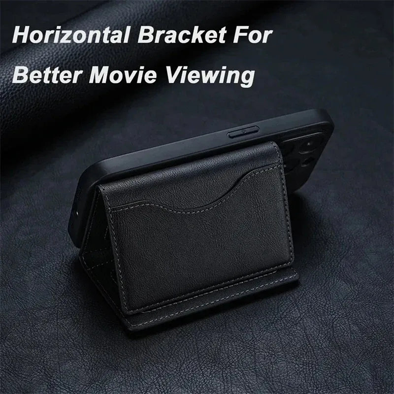 Powerful Magnetic Leather Wallet Magsafe for IPhone 16 15 Pro Max for IPhone 15 14 Pro Card Holder Phone Pouch Protective Case