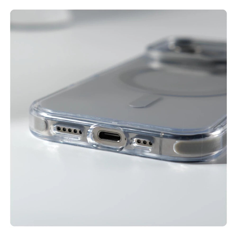 Luxury Magnetic Shockproof Clear Bumper Case for iPhone 17 Pro Max Air 16 15 14 13 12 Plus For Magsafe Lens Protect Stand Cover