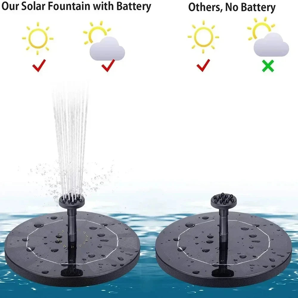 Solar Fountain Pump Floating Solar Panel Bird Baths Water Fountain  Outdoor Water Pool Pond Decor
