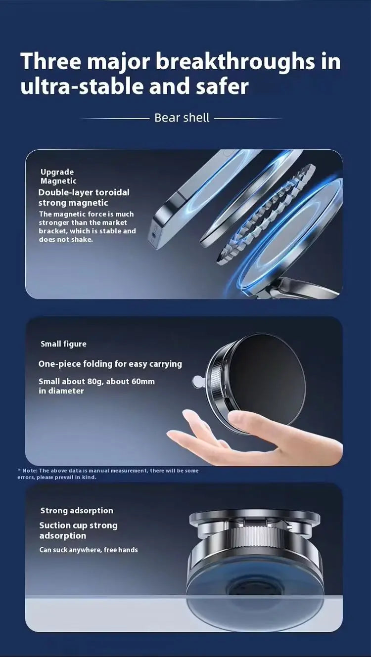 Magnetic Phone Holder for car 360° Rotatable Foldable & Adjustable Magnetic Car Mount ,Suction Cup Phone Holder for Car/Mirror