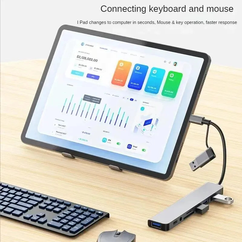 8-in-2 USB Hub – USB C, USB 3.0/2.0, SD/TF Card Reader & Docking Station
