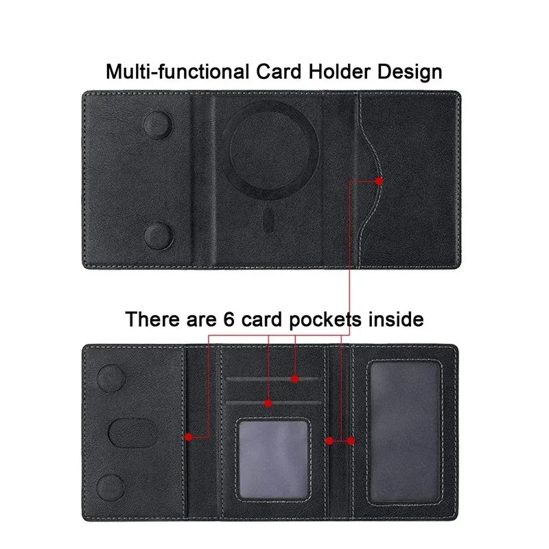 Powerful Magnetic Leather Wallet Magsafe for IPhone 16 15 Pro Max for IPhone 15 14 Pro Card Holder Phone Pouch Protective Case